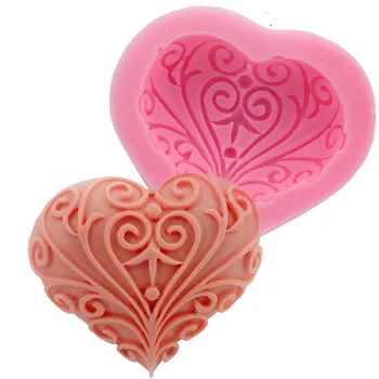 

Wedding Love Heart Shape Silicone Mold Cake Decoration tools baking Fondant Mould handmade soap mold F0733