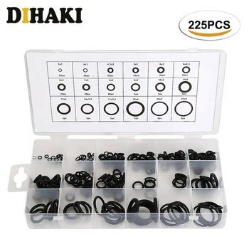 225Pcs Black Rubber O-Ring Set + Plastic Box 18 Sizes Washer Gasket Sealing Ring Assortment Kit For Car plumbers Repair Tools
225Pcs Black Rubber O-Ring Set + Plastic Box 18 Sizes Washer Gasket Sealing Ring Assortment Kit For Car plumbers Repair Tools
