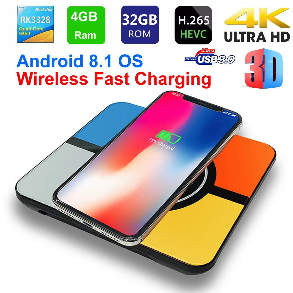 S10 Plus Smart TV Box Android 9.0 Wireless Fast charging RK3328 Quad core 4GB 64GB WIFI 3D 4K HDR 10 H.265 USB3.0 TV Set top Box
S10 Plus Smart TV Box Android 9.0 Wireless Fast charging RK3328 Quad core 4GB 64GB WIFI 3D 4K HDR 10 H.265 USB3.0 TV Set top Box