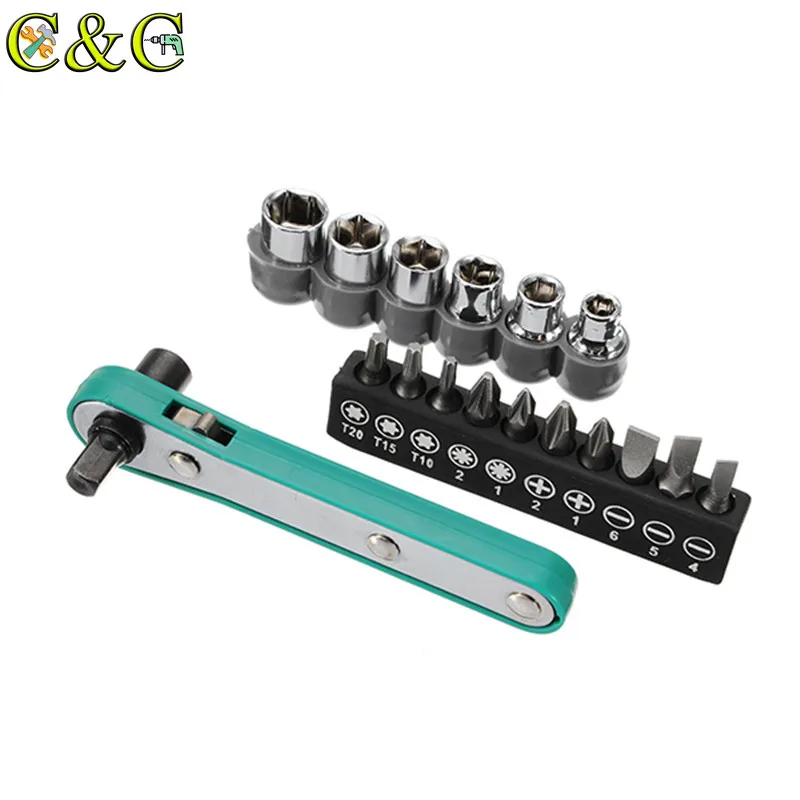 Fdit 1/4 Inch Ratchet Wrench Spanner With 6 Sockets 10 Screwdriver Bits Professional Tools For Removal Small Screw Nut
Fdit 1/4 Inch Ratchet Wrench Spanner With 6 Sockets 10 Screwdriver Bits Professional Tools For Removal Small Screw Nut