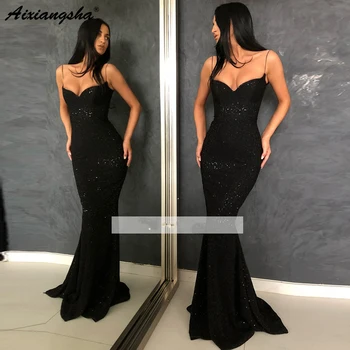 Sexy Black Prom Dresses 2018 Sweetheart Spaghetti Strap Sequined Dress Prom Gown Long Mermaid Dubai Arabic Turkish Evening Dress
Sexy Black Prom Dresses 2018 Sweetheart Spaghetti Strap Sequined Dress Prom Gown Long Mermaid Dubai Arabic Turkish Evening Dress