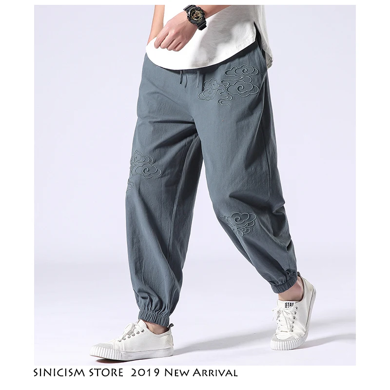 Фото Sinicism Store Men Streetwear Joggers 2019 Mens Casual Spring Funny Track SweatPants Male Hip Hop Cotton Linen Harem Pants |
