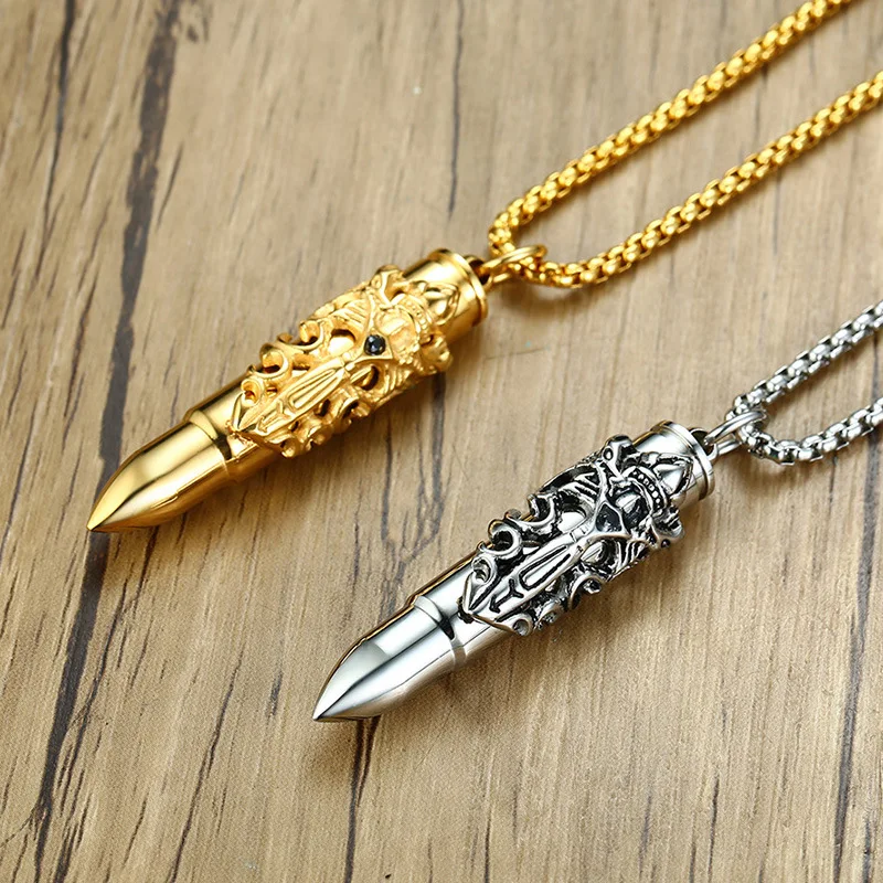 Stylish Dragon Charm On Bullet Pendant for Men Necklace Heavy Stainless Steel Tough Man Accessory
Stylish Dragon Charm On Bullet Pendant for Men Necklace Heavy Stainless Steel Tough Man Accessory