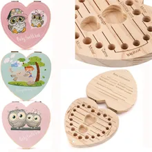 Tooth-Box Organizer Heart Wood Milk Teeth English Italy Save Dutch Color-Paint Portugues