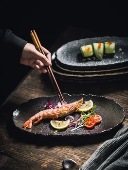 EECAMAIL Japanese Style Black Pearl Ceramic Tableware Creative Sushi Dish Irregular Long Strips Daily Tray Snack Dessert Plate
EECAMAIL Japanese Style Black Pearl Ceramic Tableware Creative Sushi Dish Irregular Long Strips Daily Tray Snack Dessert Plate
