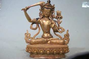 9"Tibet Temple 100% Bronze 24K Gold manjusri Bodhisattva Kwan-Yin Buddha statue
9"Tibet Temple 100% Bronze 24K Gold manjusri Bodhisattva Kwan-Yin Buddha statue