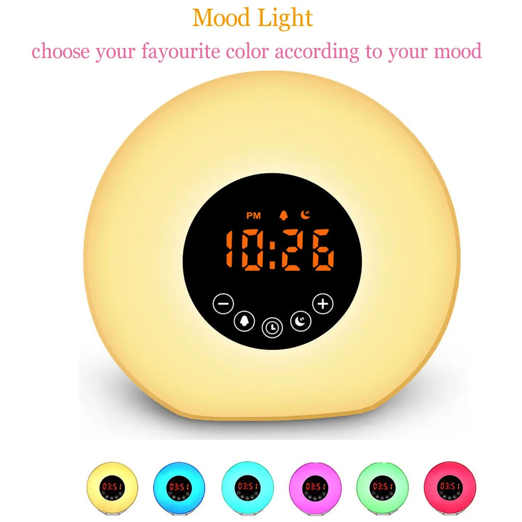 Colors Sunrise Alarm Clock Wake-up Light LED FM Radio Bedside Night Lamp portable sound box bluetooth column
Colors Sunrise Alarm Clock Wake-up Light LED FM Radio Bedside Night Lamp portable sound box bluetooth column