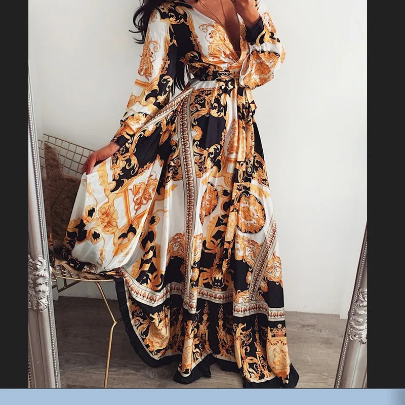 2019 Summer Fashion Womens Vintage Floral Printed Deep V Neck Long Sleeve Casual Party Boho Maxi Dress
2019 Summer Fashion Womens Vintage Floral Printed Deep V Neck Long Sleeve Casual Party Boho Maxi Dress