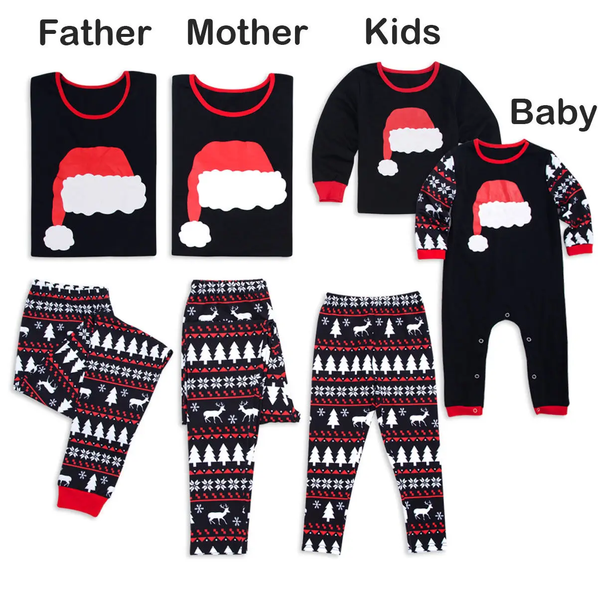 

Xmas Family Matching Pyjamas Clothes Mom Dad Christmas Pajamas PJs Sets Xmas Sleepwear Nightwear Homewear Photograph Prop