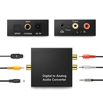 3.5mm Jack 2RCA Coaxial Optical Fiber Digital To Analog Audio Converter Amplifier Decoder Digital Audio Decoder Adapter Protable
3.5mm Jack 2RCA Coaxial Optical Fiber Digital To Analog Audio Converter Amplifier Decoder Digital Audio Decoder Adapter Protable