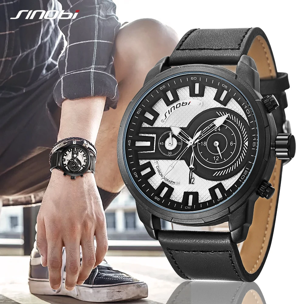 SINOBI Men's Quartz WristWatches Fashion Luxury Chronograph Military Army Wristwatch Leather Male Clock
SINOBI Men's Quartz WristWatches Fashion Luxury Chronograph Military Army Wristwatch Leather Male Clock