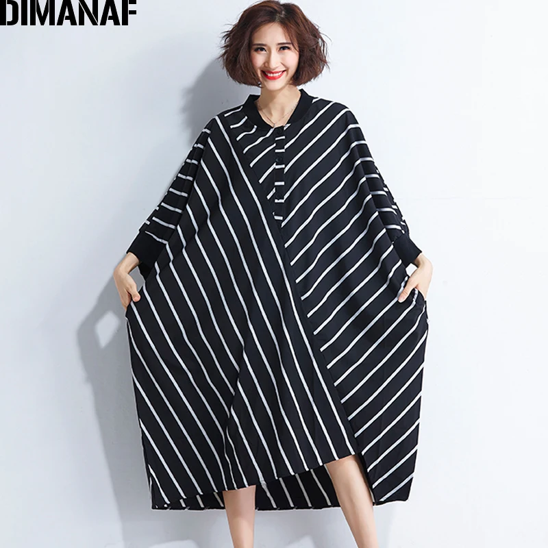 DIMANAF Women Summer Dress Plus Size Femme Lady Vestido Loose Large Big Clothing Print Striped Black Casual Batwing Sleeve Dress
DIMANAF Women Summer Dress Plus Size Femme Lady Vestido Loose Large Big Clothing Print Striped Black Casual Batwing Sleeve Dress