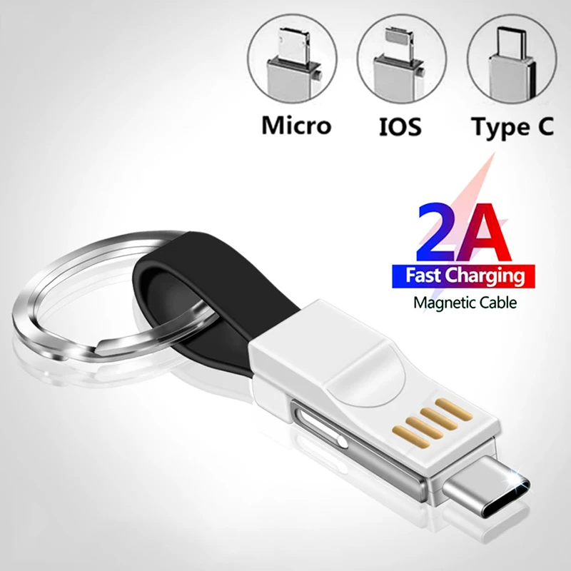 3 in 1 Magnetic USB Cable Micro USB Type C Lighting 2A Fast Charging For iPhone Samsung Huawei Xiaomi Mini Keychain Charger Cord
3 in 1 Magnetic USB Cable Micro USB Type C Lighting 2A Fast Charging For iPhone Samsung Huawei Xiaomi Mini Keychain Charger Cord