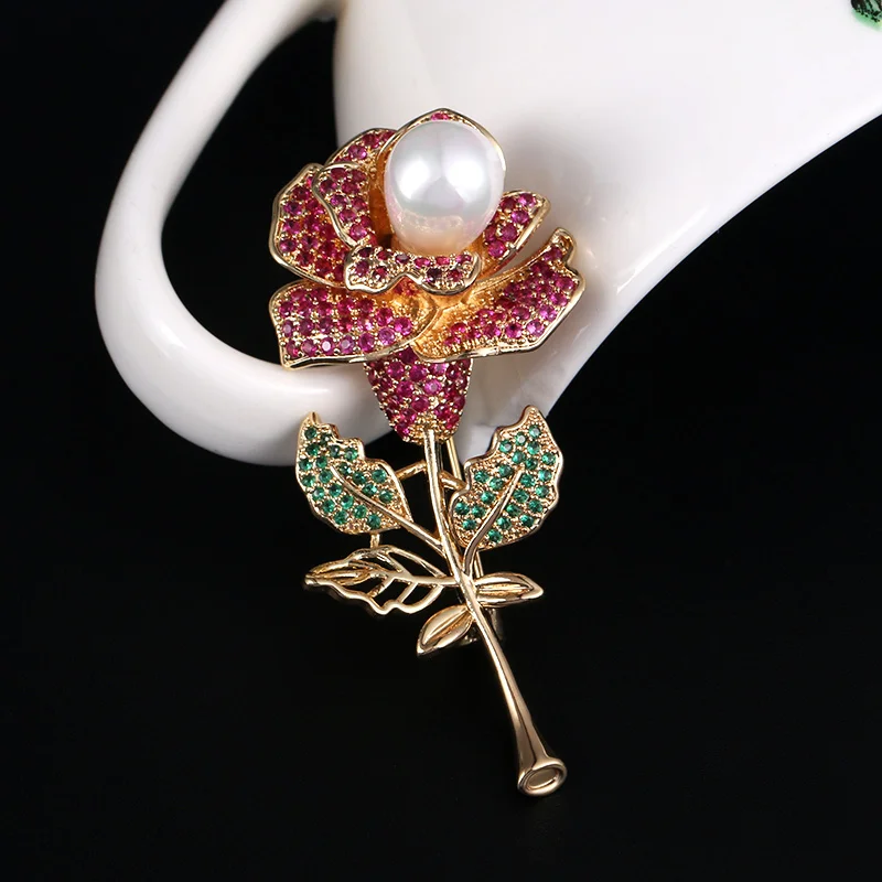 baiduqiandu High Quality Fuschia and Green Cubic Zirconia CZ Crystal Pave Setting Flower Brooch Pins for Women or Party
baiduqiandu High Quality Fuschia and Green Cubic Zirconia CZ Crystal Pave Setting Flower Brooch Pins for Women or Party