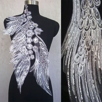 High-quality silver Lace embroidery sequins patches Eugen yarn Phoenix tail Applique for DIY dress Wedding dress 3pcs/lot
High-quality silver Lace embroidery sequins patches Eugen yarn Phoenix tail Applique for DIY dress Wedding dress 3pcs/lot