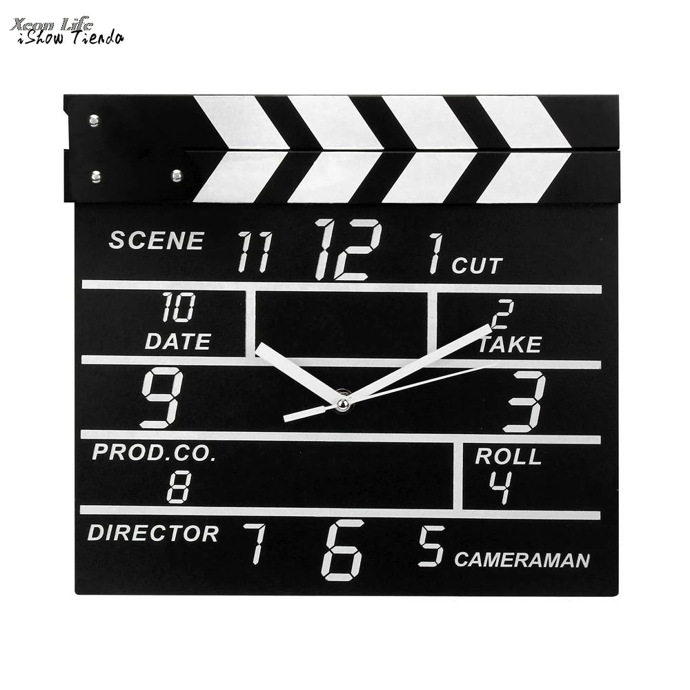 ISHOWTIENDA 1pc Creative Cinema Movie Slate Analog Wall Clock Clapper Film Modern Home Livingroom Bed Room Hanging Clock Black
ISHOWTIENDA 1pc Creative Cinema Movie Slate Analog Wall Clock Clapper Film Modern Home Livingroom Bed Room Hanging Clock Black