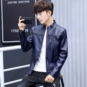 2020 spring new men's casual leather jacket stand collar slim trend handsome locomotive PU leather jacket
2020 spring new men's casual leather jacket stand collar slim trend handsome locomotive PU leather jacket