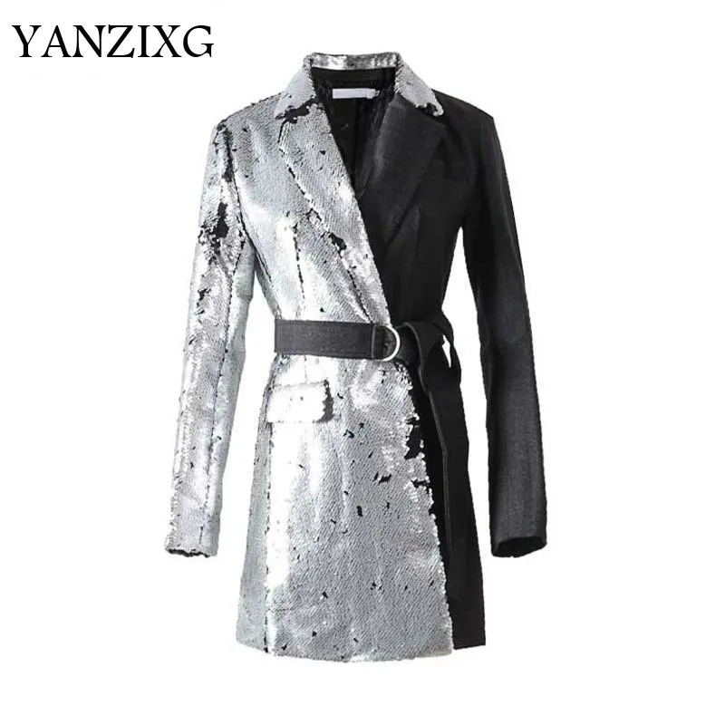 Casual Patchwork Sequin Blazer Coat Female Lace Up Long Sleeve Hit Colors Women's Suit Fashion 2019 Spring Autumn Fashion E555
Casual Patchwork Sequin Blazer Coat Female Lace Up Long Sleeve Hit Colors Women's Suit Fashion 2019 Spring Autumn Fashion E555