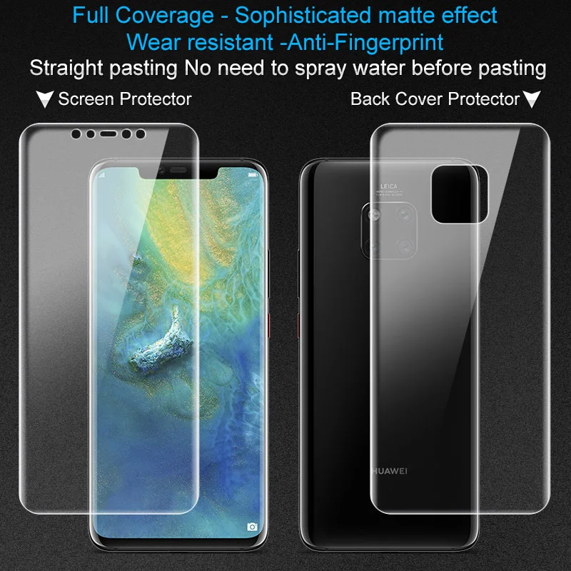 2PCS Full coverage for Huawei Mate 20 Mate 20 X Mate 20 Pro Screen protector Back Sticker Imak Hydrogel Frosted Matte Game Film (4)