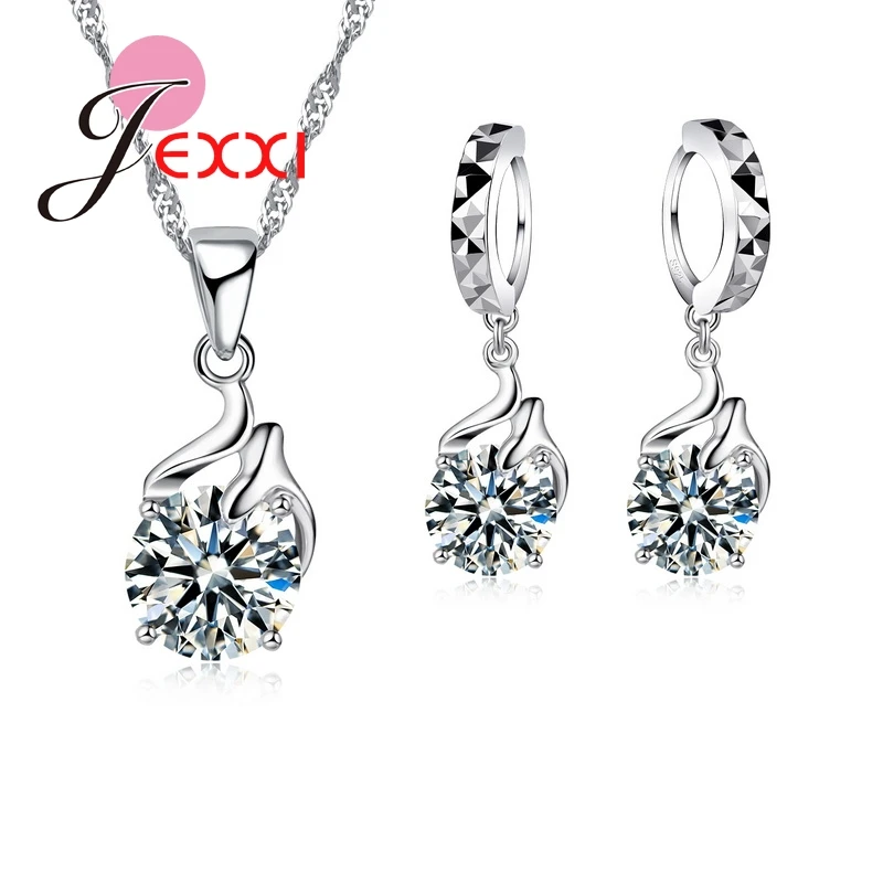 Jemmin Women Valentine Accessories Shinning Crystal Pendant Necklace Earrings Wedding Girls 925 Sterling Silver Jewelry Sets
Jemmin Women Valentine Accessories Shinning Crystal Pendant Necklace Earrings Wedding Girls 925 Sterling Silver Jewelry Sets