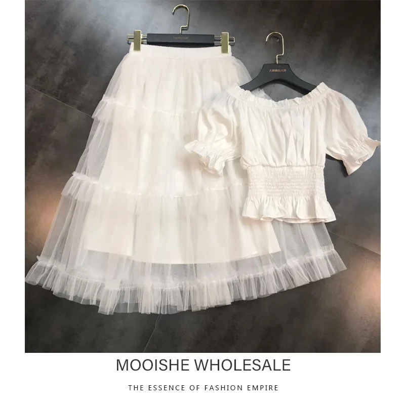 2019 Summer New Pleated Elastic Waist One Shoulder Small Shirt + Mesh Princess Dress Set Women
2019 Summer New Pleated Elastic Waist One Shoulder Small Shirt + Mesh Princess Dress Set Women