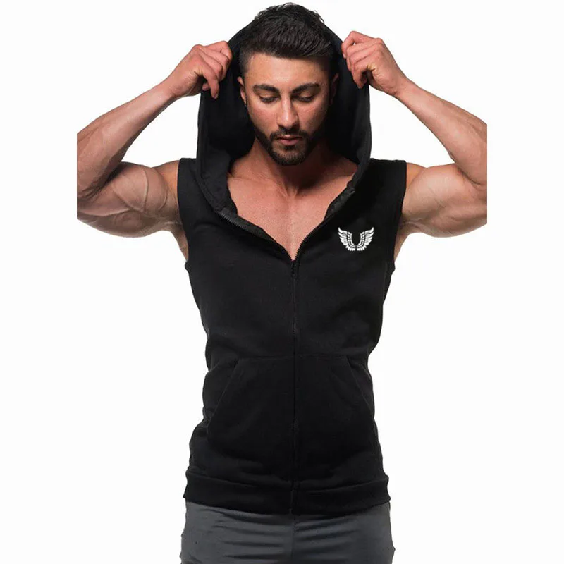 Men's Hooded Running Jacket Sleeveless Solid Color Cardigan Sweatshirt Hoody Tops Gyms Sport Vest Running Tops
Men's Hooded Running Jacket Sleeveless Solid Color Cardigan Sweatshirt Hoody Tops Gyms Sport Vest Running Tops