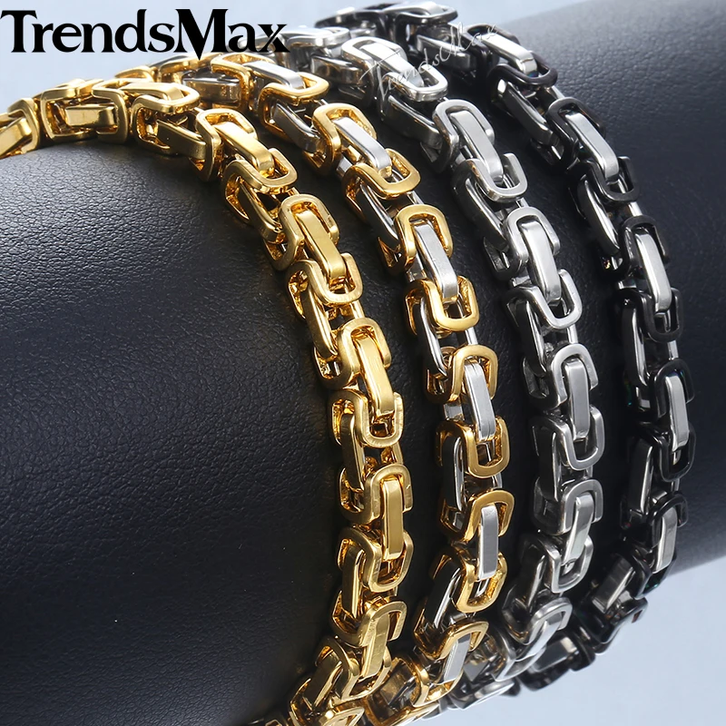 Happy childhood memories】5mm Men's Bracelet Gold Silver color