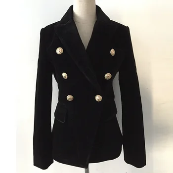 New American women s high end quality metal lion button classic double row button smooth velvet suit jacket tricolor
New American women s high end quality metal lion button classic double row button smooth velvet suit jacket tricolor