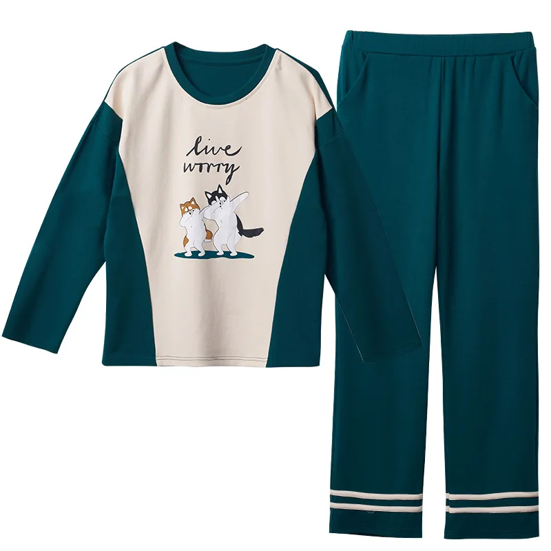 2019 new spring pajamas women's spring long-sleeved round neck pullover tops + trousers 2pcs sleepwear casual home clothing
2019 new spring pajamas women's spring long-sleeved round neck pullover tops + trousers 2pcs sleepwear casual home clothing