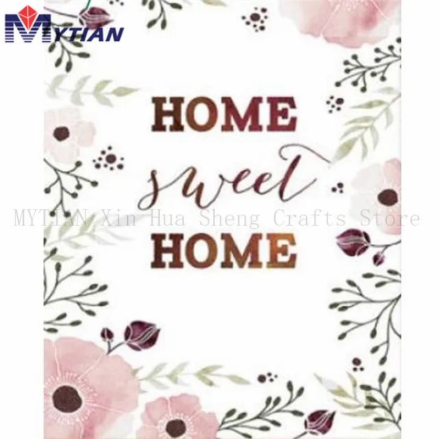 18100563 Home Sweet Home,Pink Poppies DIY 5D Diamond Painting Kit,Diamond Embroidery Mosaic Paint Rhinestone Home Decoration Wall Sticker