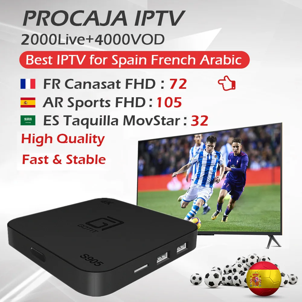 GOTIT S905 Android TV Box Amlogic Quad Core Box+Best Spanish IPTV Francais IPTV Subscription Support Facebook Youtube 2000 Live
GOTIT S905 Android TV Box Amlogic Quad Core Box+Best Spanish IPTV Francais IPTV Subscription Support Facebook Youtube 2000 Live