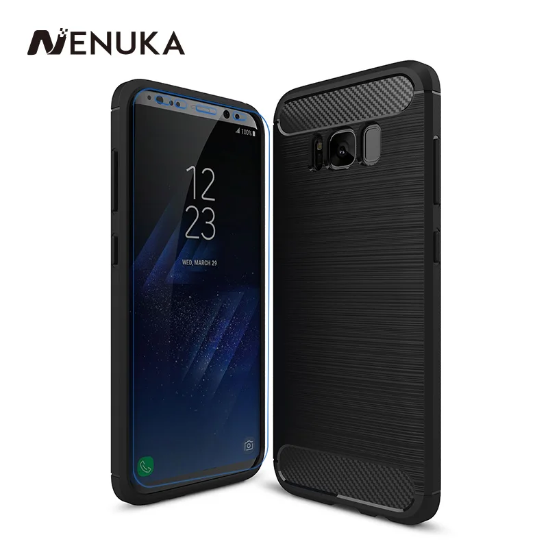 Nenuka for Samsung Galaxy S8 Plus Case Cover Silicone Soft TPU Brushed Carbon Fiber Texture Phone S9 A8 2018 J7 Note 8 |