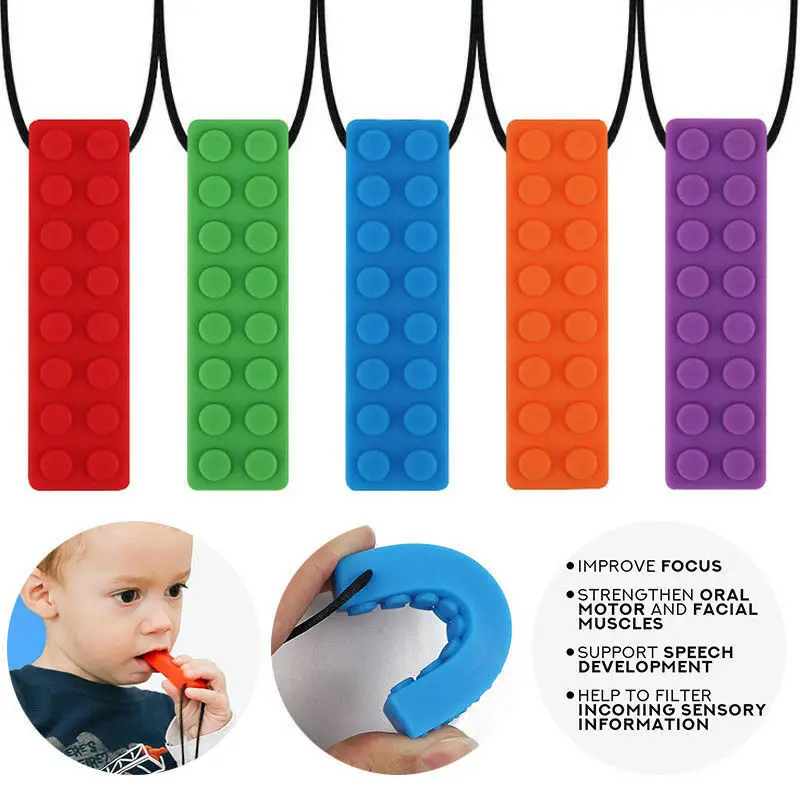 2019 HOT Sensory Chew Necklace Brick Chewy Kids Silicone Biting Pencil Topper Teether Toy Kids Autism Biting Pencil Topper
2019 HOT Sensory Chew Necklace Brick Chewy Kids Silicone Biting Pencil Topper Teether Toy Kids Autism Biting Pencil Topper