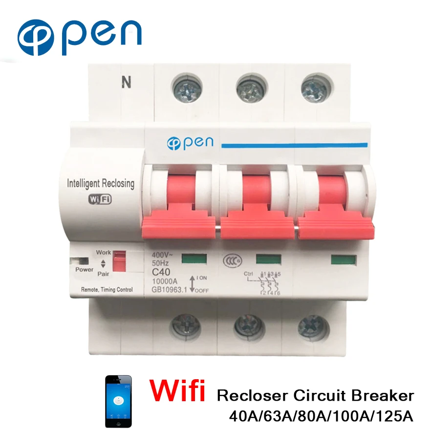 Recloser Wifi Circuit Breaker 3P 16A 32A 40A 125A Remote Control Timing Switch Delay Set Function Automatic Lock Intelligent
Recloser Wifi Circuit Breaker 3P 16A 32A 40A 125A Remote Control Timing Switch Delay Set Function Automatic Lock Intelligent