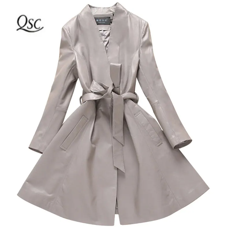 2016 New Spring Autumn Winter Soft 100% Real Sheep Skin Leather Jacket Women Ladies Belt Long Jackets Slim Coat Genuine Leather
2016 New Spring Autumn Winter Soft 100% Real Sheep Skin Leather Jacket Women Ladies Belt Long Jackets Slim Coat Genuine Leather