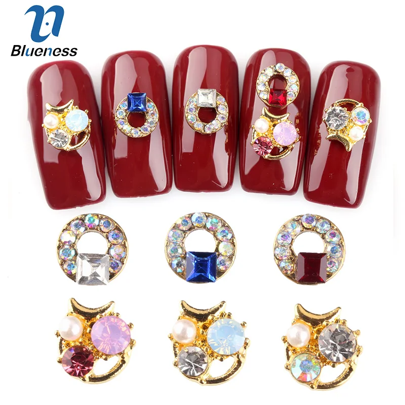 Blueness 10Pcs/lot Gold Silver 3D Rhinestones Nails Art Decorations Moon Round Design Manicure Nail Metal Studs Accessories
Blueness 10Pcs/lot Gold Silver 3D Rhinestones Nails Art Decorations Moon Round Design Manicure Nail Metal Studs Accessories