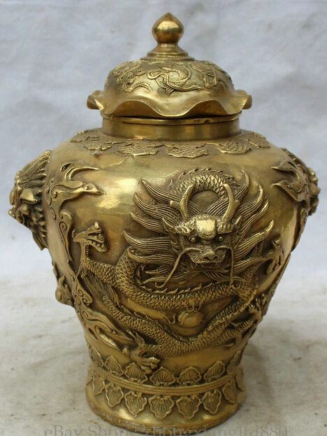 JP S0524 12" Marked Chinese Dynasty palace Brass dragon head container Pot Jar Crock
JP S0524 12" Marked Chinese Dynasty palace Brass dragon head container Pot Jar Crock