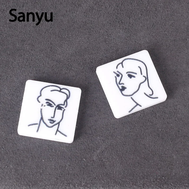 Simple Design Women and Men Acrylic stud Earrings Square Irregular Black Line Sketch Painting Personalized Earring Studs Women
Simple Design Women and Men Acrylic stud Earrings Square Irregular Black Line Sketch Painting Personalized Earring Studs Women