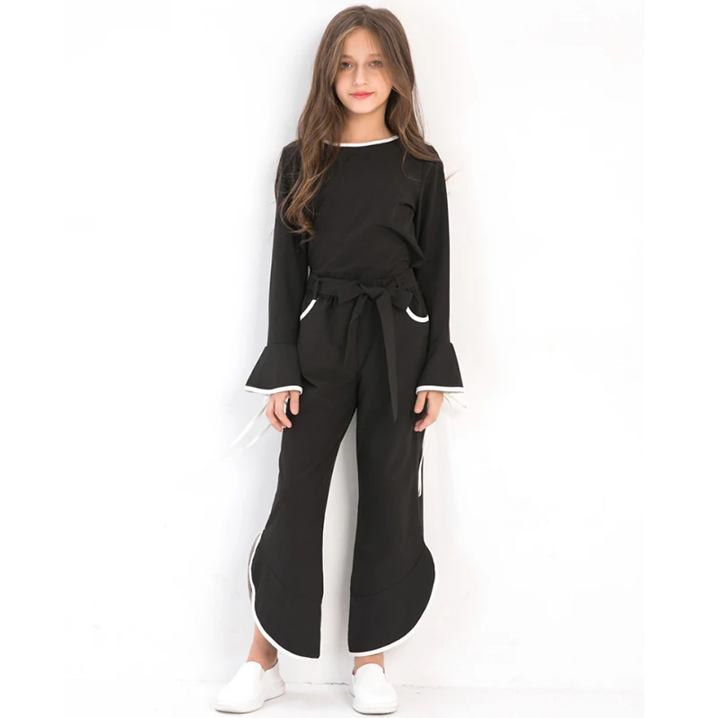 Girl Autumn Suit Black Flare sleeve Tops Chiffon Long-sleeved Bow Spring Children 2PCS Set Fashion Clothing Set for 6-14Y Teens
Girl Autumn Suit Black Flare sleeve Tops Chiffon Long-sleeved Bow Spring Children 2PCS Set Fashion Clothing Set for 6-14Y Teens