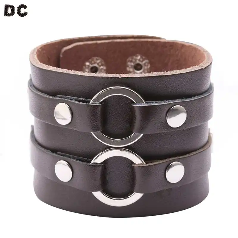 DC Men Bracelets Punk Leather Wide Bracelets For Men Fou Buttons Party Chaming Double Holes Decoration Wrist Trinkets Bangles
DC Men Bracelets Punk Leather Wide Bracelets For Men Fou Buttons Party Chaming Double Holes Decoration Wrist Trinkets Bangles