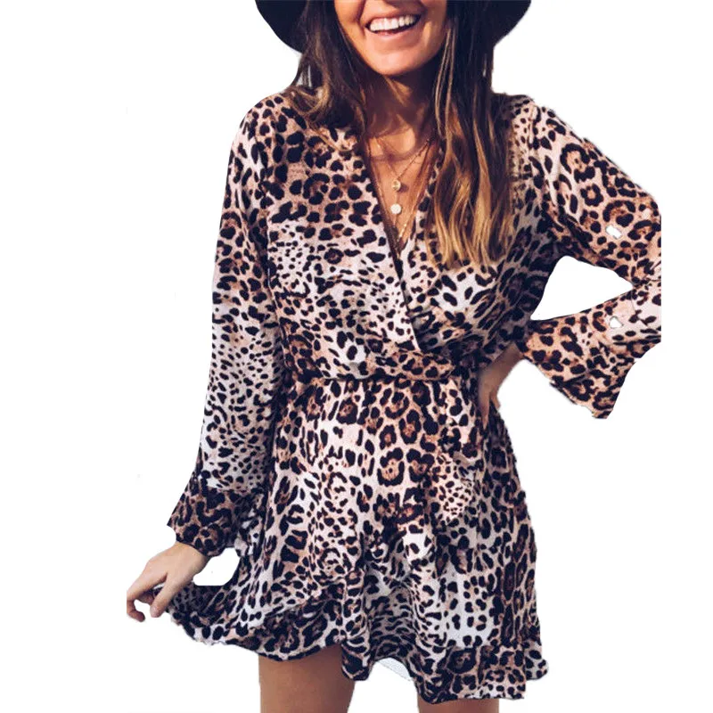Fashion Autumn Women Dress Leopard Snake Printing Ruffles Deep V Neck Dresses Sexy Ladies Party Mini Sundress Bandage Vestidos
Fashion Autumn Women Dress Leopard Snake Printing Ruffles Deep V Neck Dresses Sexy Ladies Party Mini Sundress Bandage Vestidos