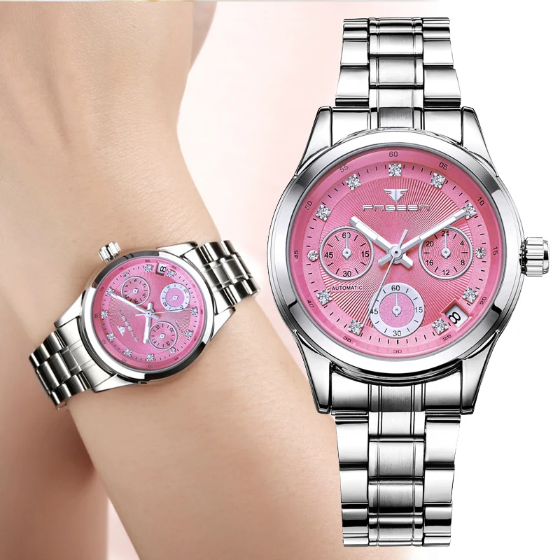 Foreign trade hot sale fashion women's mechanical watches with calendar waterproof full automatic ladies watch for women gift
Foreign trade hot sale fashion women's mechanical watches with calendar waterproof full automatic ladies watch for women gift