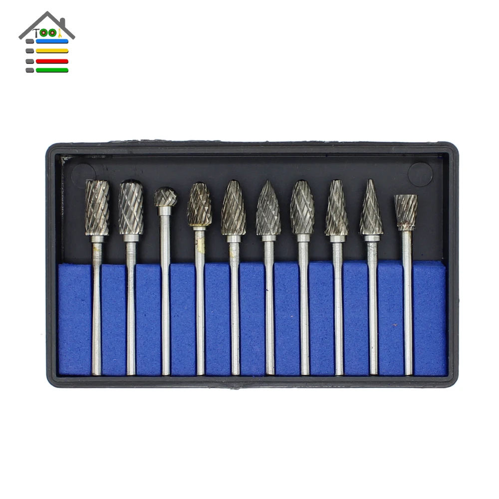 10pc 1/8 inch Tungsten Carbide Burr 3mm Rotary Cutter Files Set CNC Engraving CED 6mm Head with Box for Dremel
10pc 1/8 inch Tungsten Carbide Burr 3mm Rotary Cutter Files Set CNC Engraving CED 6mm Head with Box for Dremel