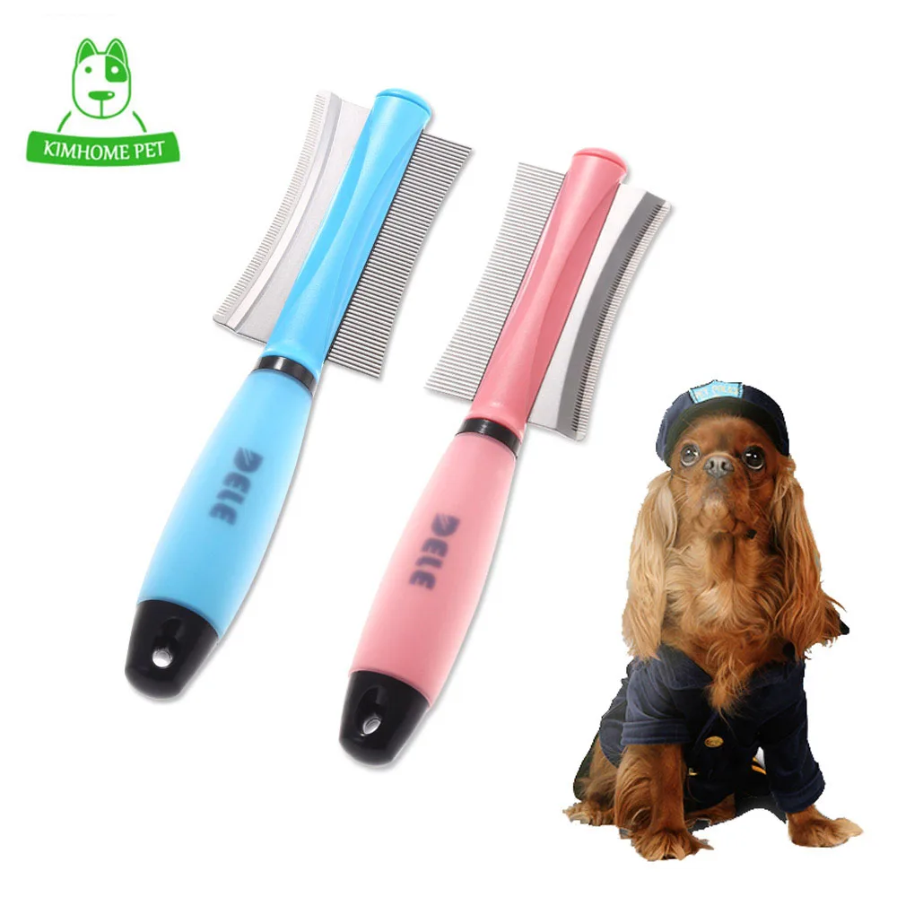 Image KIMHOME Dog Cat Removal Hairs Comb Brush Hair Shedding Trimming Blue Pink Dual Purpose Pet Grooming Tool  Wholesale