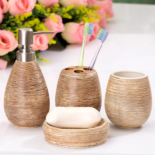 Bathroom Ceramics 4PCS Set Shampoo Dispenser Bottle Soap Dish Toothbrush Holders Rinse Cup Bathroom Accessories Set
Bathroom Ceramics 4PCS Set Shampoo Dispenser Bottle Soap Dish Toothbrush Holders Rinse Cup Bathroom Accessories Set