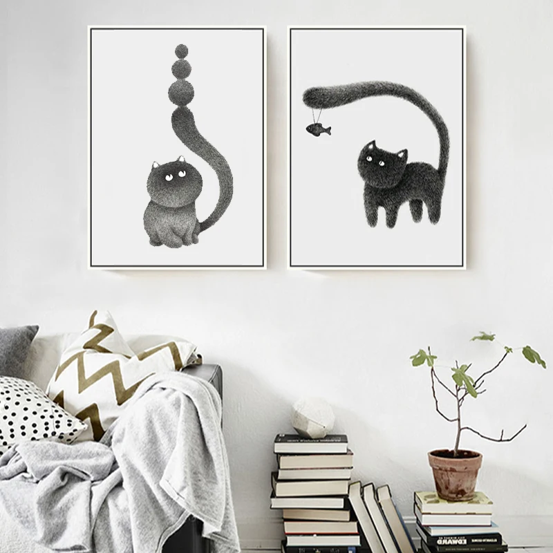 Modern Pop Cute Black Hairy Cat Canvas Paintings Animals Posters Print Nursery Wall Art Pictures Decorative Prints for Kids Room
Modern Pop Cute Black Hairy Cat Canvas Paintings Animals Posters Print Nursery Wall Art Pictures Decorative Prints for Kids Room