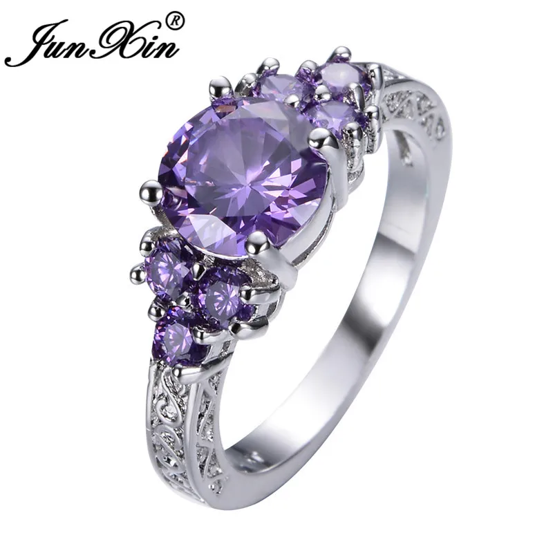 JUNXIN Fashion Round Women Purple Ring White Gold Filled Jewelry Vintage Wedding Rings For Women Bijoux Femme
JUNXIN Fashion Round Women Purple Ring White Gold Filled Jewelry Vintage Wedding Rings For Women Bijoux Femme