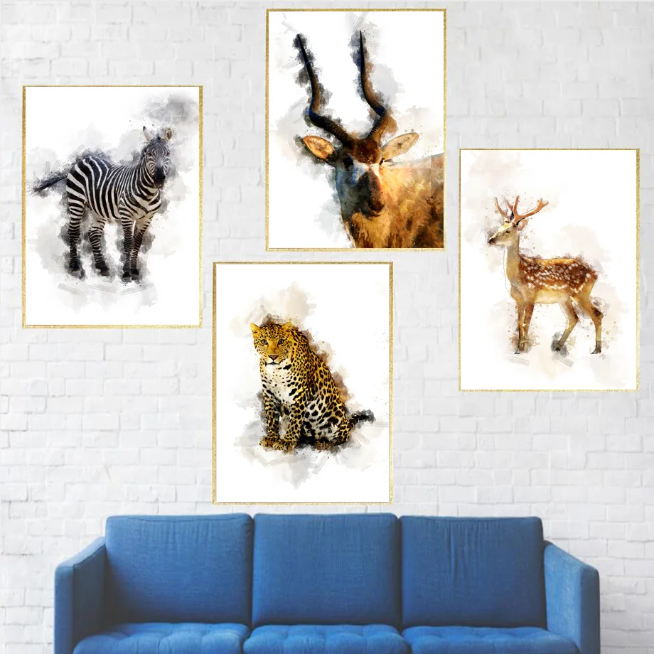 Watercolor Zebra Deer Leopard Antelope Nordic Poster And Print Wall Art Canvas Painting Wall Pictures For Living Room Home Decor
Watercolor Zebra Deer Leopard Antelope Nordic Poster And Print Wall Art Canvas Painting Wall Pictures For Living Room Home Decor