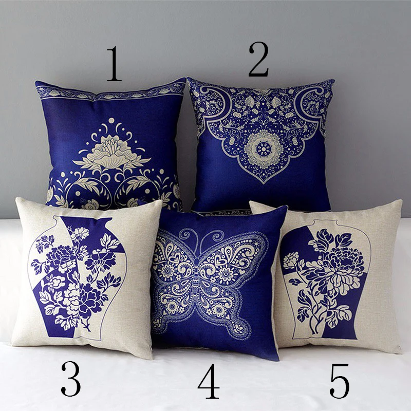 Oriental Floral Cushion Cover Blue White Chinese Style Throw Pillow Case Linen Cotton Decorative Flower Porcelain Pillows cojin
Oriental Floral Cushion Cover Blue White Chinese Style Throw Pillow Case Linen Cotton Decorative Flower Porcelain Pillows cojin