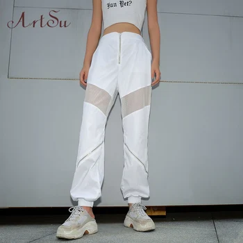 ArtSu 2019 Women Cargo Pants Women Sweatpants Mesh High Waist Pants Loose Casual White Trousers Streetwear ASPA20168
ArtSu 2019 Women Cargo Pants Women Sweatpants Mesh High Waist Pants Loose Casual White Trousers Streetwear ASPA20168